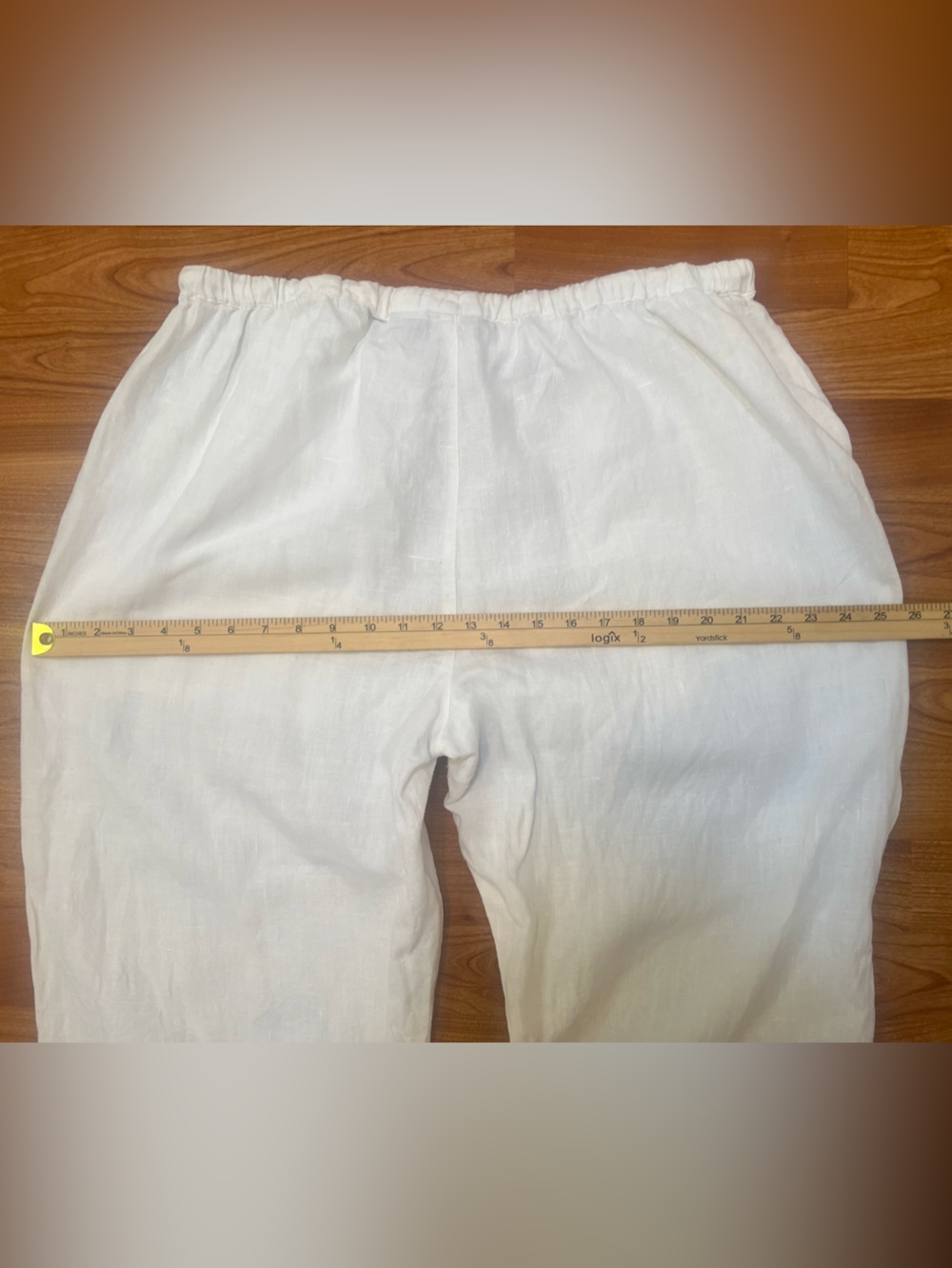 Chico’s Size 3 (16/18) 100% Linen Drawstring Wide Leg Pants White - Picture 10 of 10